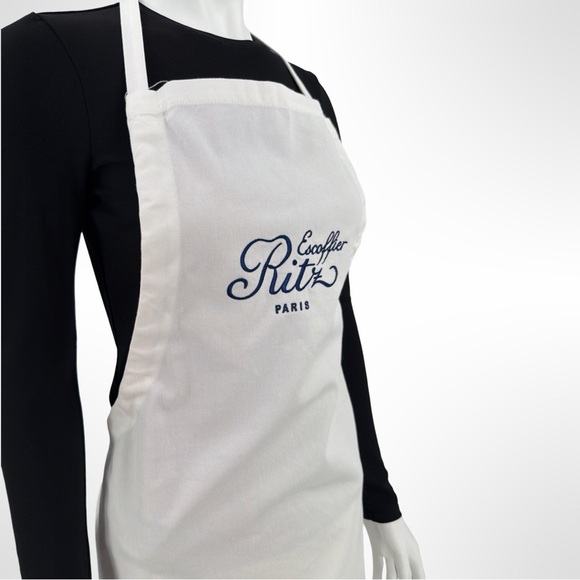 New Escoffier Ritz Paris White Apron 100% Cotton Adjustable One Size - Picture 2 of 3